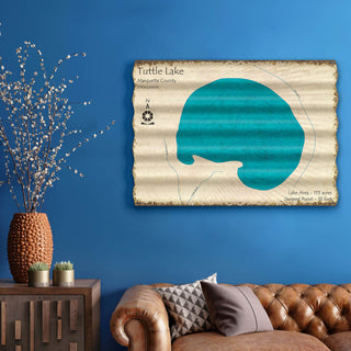 Tuttle Lake, Wisconsin - Corrugated Metal Wall Art Corrugated Wall Art Lake Art