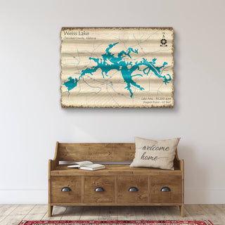 Weiss Lake, Alabama - Corrugated Metal Wall Art Corrugated Wall Art Lake Art