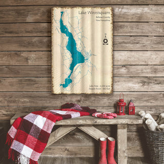 Lake Winnisquam, New Hampshire - Corrugated Metal Wall Art Corrugated Wall Art Lake Art