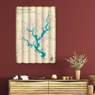 Jackson Lake, Georgia - Corrugated Metal Wall Art Corrugated Wall Art Lake Art