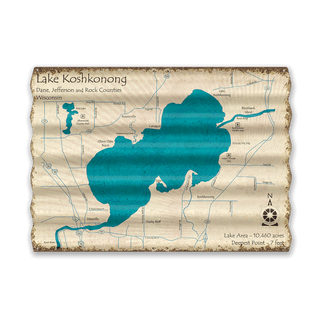 Lake Koshkonong, Wisconsin - Corrugated Metal Wall Art Corrugated Wall Art Lake Art