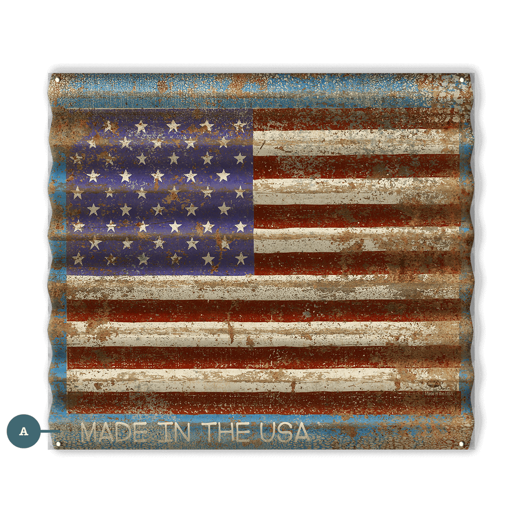 USA Flag - Corrugated Metal Wall Art – Old Wood Signs Wholesale