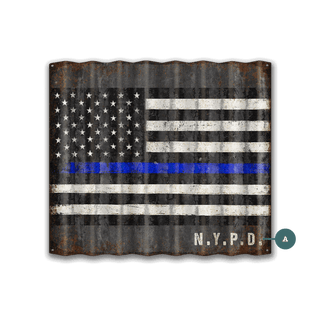 Thin Blue Line - Corrugated Metal Wall Art Corrugated Wall Art Meissenburg Designs