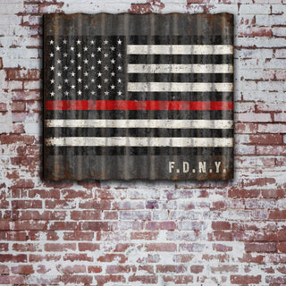 Thin Red Line - Corrugated Metal Wall Art Corrugated Wall Art Meissenburg Designs