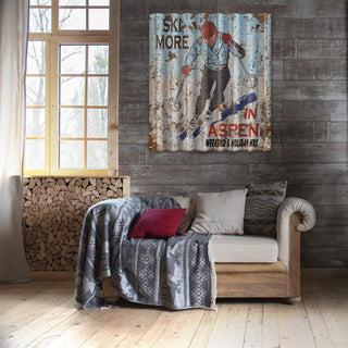 Ski More, Worry Less - Corrugated Metal Wall Art Corrugated Wall Art Marty Mummert Studio