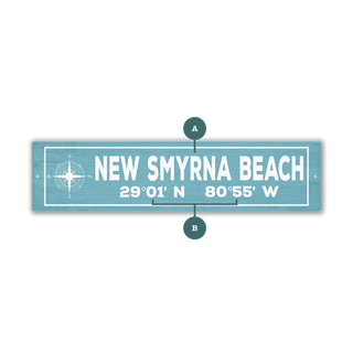 Landmark Compass Coordinates Custom Signs: Coastal Sky Blue - Wall Decor Wood & Metal Wall Art Joanne Murphy
