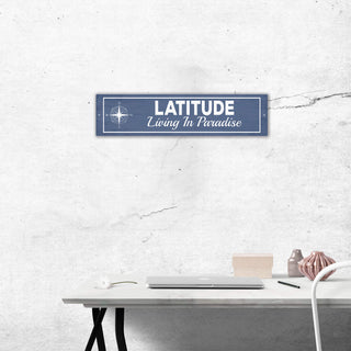 Landmark Compass Coordinates Custom Signs: Nautical Blue - Wall Decor Wood & Metal Wall Art Joanne Murphy