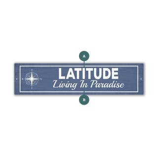 Landmark Compass Coordinates Custom Signs: Nautical Blue - Wall Decor Wood & Metal Wall Art Joanne Murphy