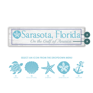 Coastal Icon Landmark Sign: Aqua - Wall Decor Wood & Metal Wall Art Joanne Murphy