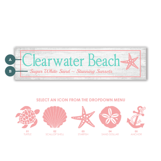 Coastal Icon Landmark Sign: Coral - Wall Decor Wood & Metal Wall Art Joanne Murphy