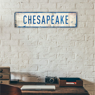 Landmark Classic Custom Signs: Blue Text 1 - Wall Decor Wood & Metal Wall Art Out West Design
