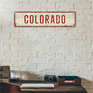 Landmark Classic Custom Signs: Red Text 1 - Wall Decor Wood & Metal Wall Art Out West Design