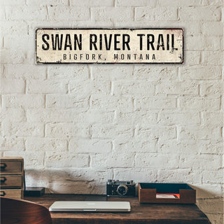 Landmark Classic Custom Signs: White 2 - Wall Decor Wood & Metal Wall Art Out West Design