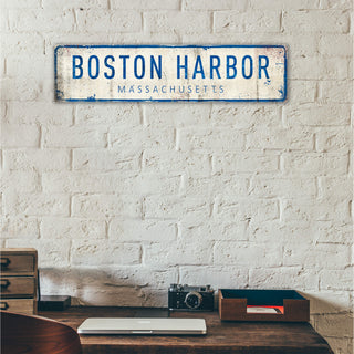 Landmark Classic Custom Signs: Blue Text 2 - Wall Decor Wood & Metal Wall Art Out West Design