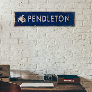 Landmark Bronco Custom Signs: Blue 1 - Wall Decor Wood & Metal Wall Art Out West Design