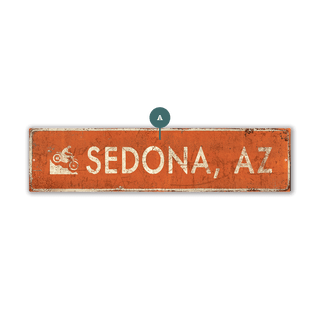Landmark Mortorbike Custom Signs: Terra Cotta - Wall Decor Wood & Metal Wall Art Out West Design