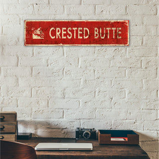 Landmark Motorbike Custom Signs: Red - Wall Decor Wood & Metal Wall Art Out West Design