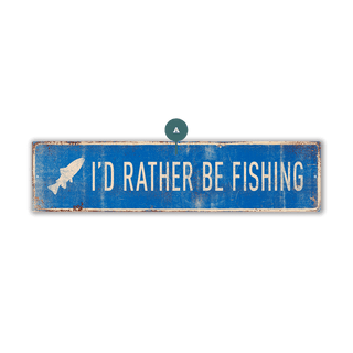 Landmark Fish Custom Signs: Blue - Wall Decor Wood & Metal Wall Art Out West Design