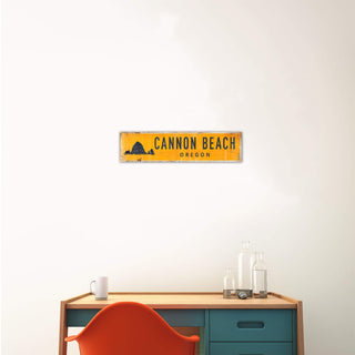 Landmark Cannon Beach Custom Signs: Orange - Wall Decor Wood & Metal Wall Art Out West Design