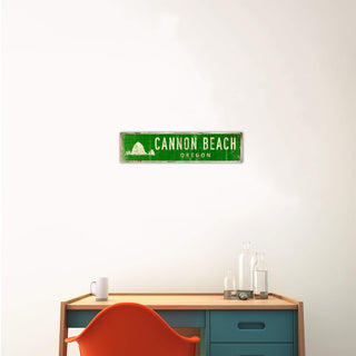 Landmark Cannon Beach Custom Signs: Green - Wall Decor Wood & Metal Wall Art Out West Design