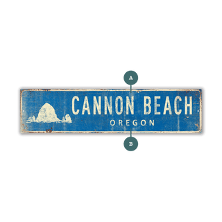 Landmark Cannon Beach Custom Signs: Blue - Wall Decor Wood & Metal Wall Art Out West Design