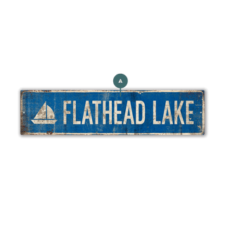 Landmark Sailboat Custom Signs: Blue 1 - Wall Decor Wood & Metal Wall Art Out West Design