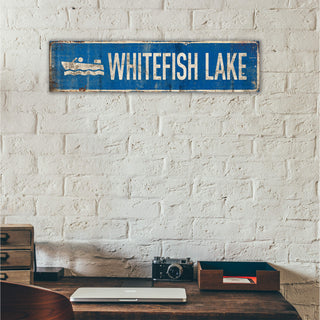 Landmark Speedboat Custom Signs: Blue 1 - Wall Decor Wood & Metal Wall Art Out West Design