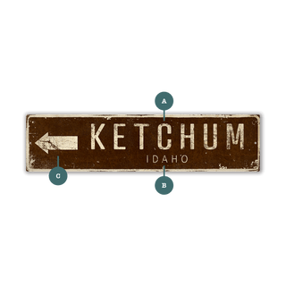 Landmark Arrow Custom Signs: Brown 2 - Wall Decor Wood & Metal Wall Art Out West Design