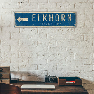 Landmark Arrow Custom Signs: Blue 2 - Wall Decor Wood & Metal Wall Art Out West Design