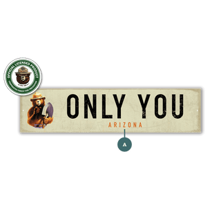 Smokey Bear 1985 Only You: White Landmark - Wall Decor Wood & Metal Wall Art Smokey Bear