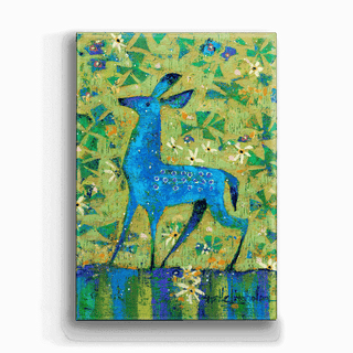 Blue Fawn in Clover - Metal Box Art Metal Box Wall Art Shelle Lindholm