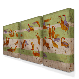 Return of the Sandhill Cranes: 3-Piece Metal Box Art Metal Box Wall Art Shelle Lindholm