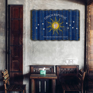 Conch Republic Flag - Corrugated Metal Wall Art Corrugated Wall Art Meissenburg Designs