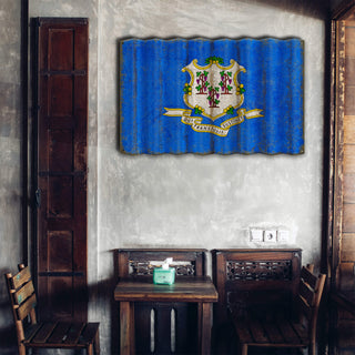 Connecticut State Flag - Corrugated Metal Wall Art Corrugated Wall Art Meissenburg Designs