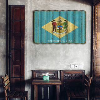 Delaware State Flag - Corrugated Metal Wall Art Corrugated Wall Art Meissenburg Designs