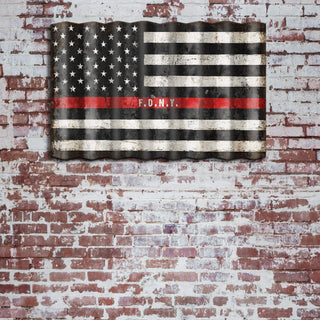 Thin Red Line Flag - Corrugated Metal Wall Art Corrugated Wall Art Meissenburg Designs