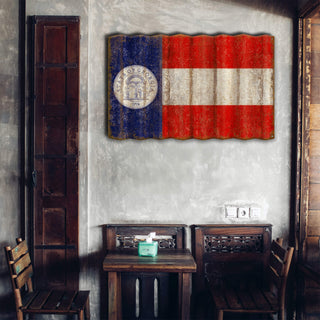 Georgia State Flag - Corrugated Metal Wall Art Corrugated Wall Art Meissenburg Designs