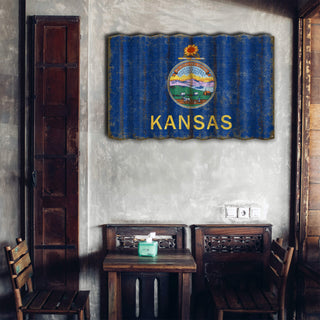 Kansas State Flag - Corrugated Metal Wall Art Corrugated Wall Art Meissenburg Designs