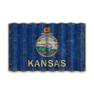 Kansas State Flag - Corrugated Metal Wall Art Corrugated Wall Art Meissenburg Designs