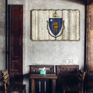 Massachusetts State Flag - Corrugated Metal Wall Art Corrugated Wall Art Meissenburg Designs