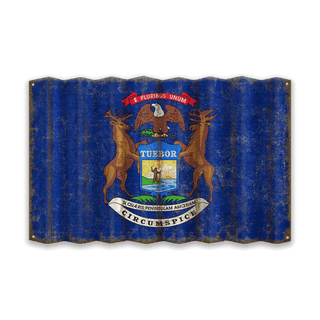 Michigan State Flag - Corrugated Metal Wall Art Corrugated Wall Art Meissenburg Designs