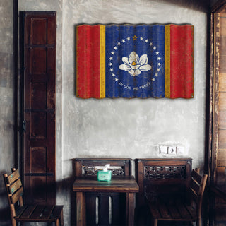 Mississippi State Flag - Corrugated Metal Wall Art Corrugated Wall Art Meissenburg Designs