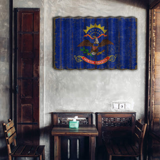 North Dakota State Flag - Corrugated Metal Wall Art Corrugated Wall Art Meissenburg Designs