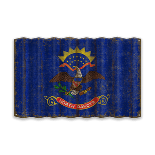North Dakota State Flag - Corrugated Metal Wall Art Corrugated Wall Art Meissenburg Designs