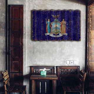 New York State Flag - Corrugated Metal Wall Art Corrugated Wall Art Meissenburg Designs