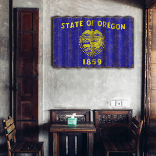 Oregon State Flag - Corrugated Metal Wall Art Corrugated Wall Art Meissenburg Designs