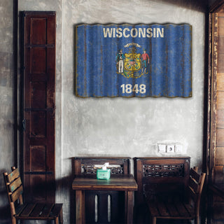 Wisconsin State Flag - Corrugated Metal Wall Art Corrugated Wall Art Meissenburg Designs
