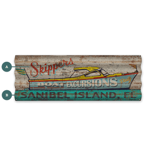 Skipper's Boat Excursions - Corrugated Metal Wall Art Corrugated Wall Art Marty Mummert Studio