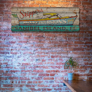 Skipper's Boat Excursions - Corrugated Metal Wall Art Corrugated Wall Art Marty Mummert Studio