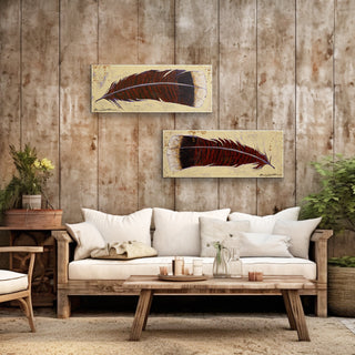 Rustic Turkey Feathers (Left) - Metal Box Art Metal Box Wall Art Shelle Lindholm